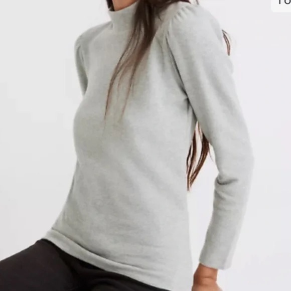 Madewell Resourced Plush MockNeck Top NWT Puff Sleeve Fitted Cotton Size Small - Picture 3 of 12